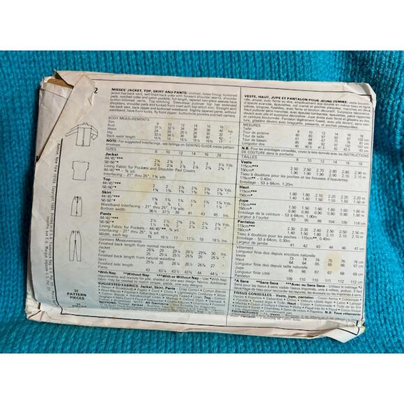 McCalls Sewing pattern 2372 blouse top skirt pants size 12 - Picture 3 of 5